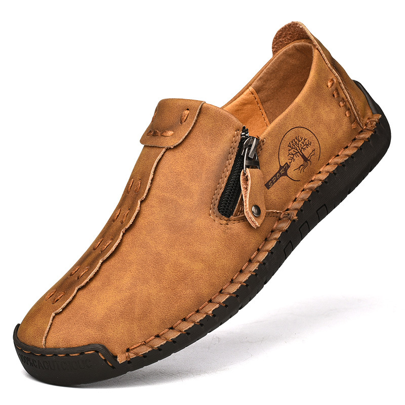 Nuevos zapatos casuales de primavera transfronterizos zapatos de cuero con cremallera de tamaño grande para hombres zapatos de Lefour de tamaño grande hechos a mano image 12