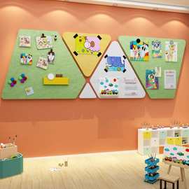 幼儿园墙面装饰毛毡照片作成品展示板环创主题文化布置大厅形象墙