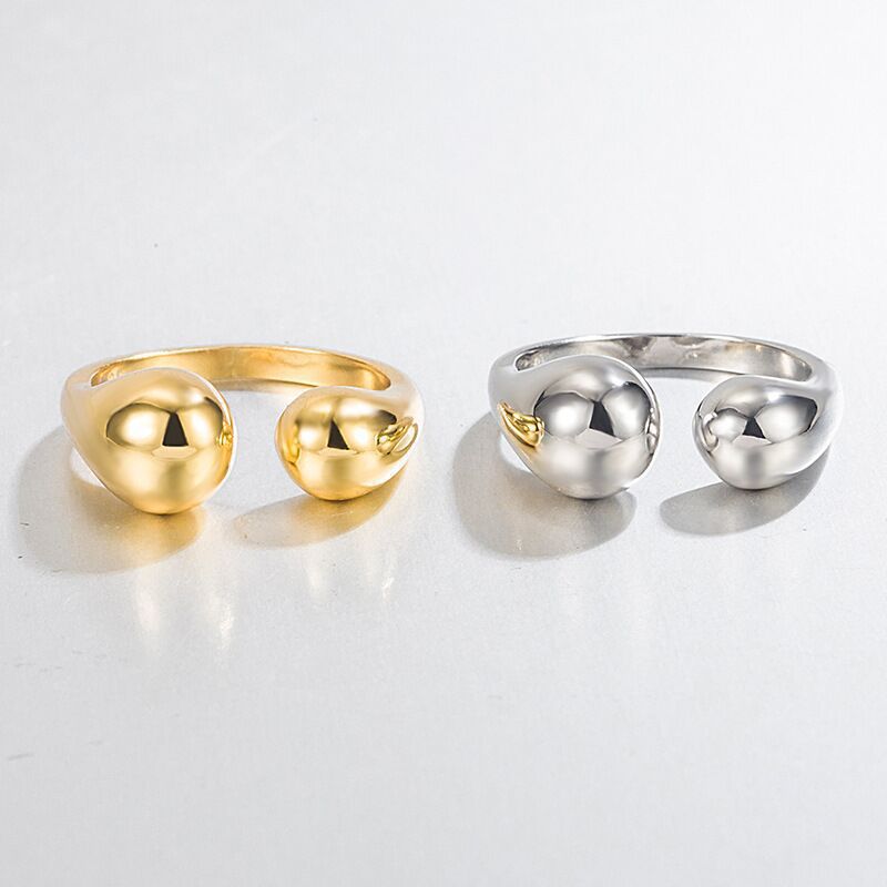 Glossy geometric elegant brand ring drop-shaped