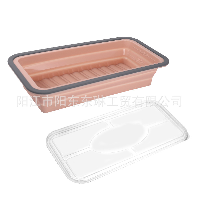 Transfronteriza venta caliente de silicona plegable caja de almuerzo caja de almuerzo caja de preservación de alimentos calentada por microondas caja de envasado