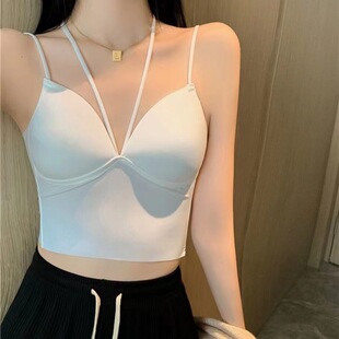 Ice Silk Seamless Bottoming Halter Camisole Women's Integrated Chest Pad Slim-fit Beautiful Back Underwear Tube Top