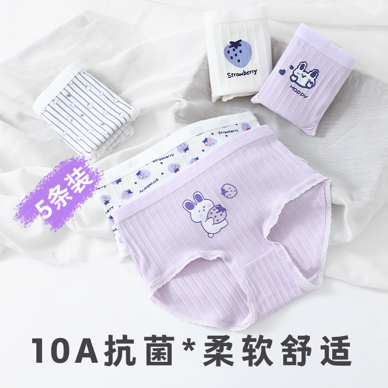 [5-Pack] Children's Underwear for Girls, Pure Cotton, Class a Cotton, Antibacterial Briefs, Girls' Toddler Shorts, Autumn and Winter