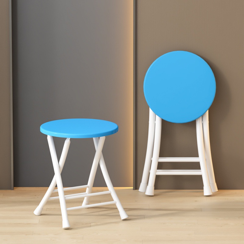 Silla plegable, taburete, silla para el hogar, mesa de comedor, taburete alto, taburete redondo pequeño, banco de respaldo con correa de caballo, simple y portátil