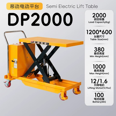 Avtomobil fırlanan platformaları: small mobile lift, hand-pushed - electric-lifting-with-enhanced-battery2-ton-lift-1m-platform-1200600