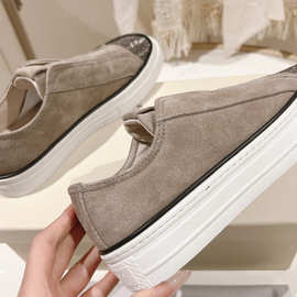 外贸高定品质2025春夏新款串珠厚底休闲运动鞋一脚蹬懒人乐福鞋女