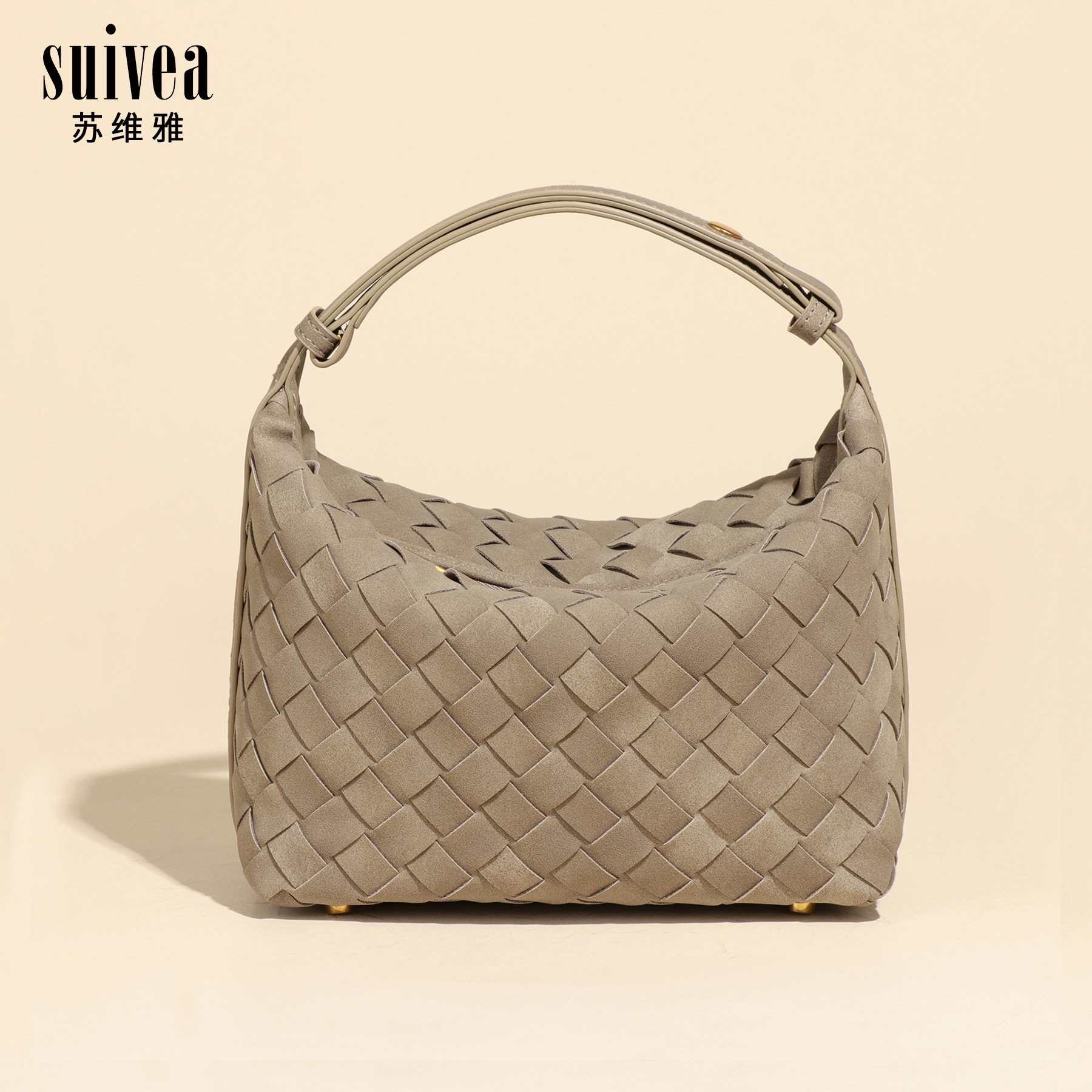 Early autumn new vintage French woven hobo lunchbox bag, Melard soft leather retro shoulder underarm bag for women