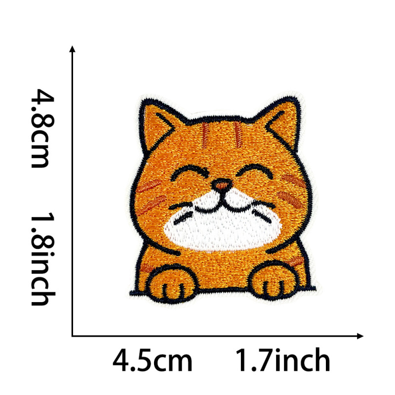 かわいい猫の刺繍布ステッカー、オレンジ猫、三色猫、黒猫など、かわいい表情の粘着アイロン接着パッチ|undefined