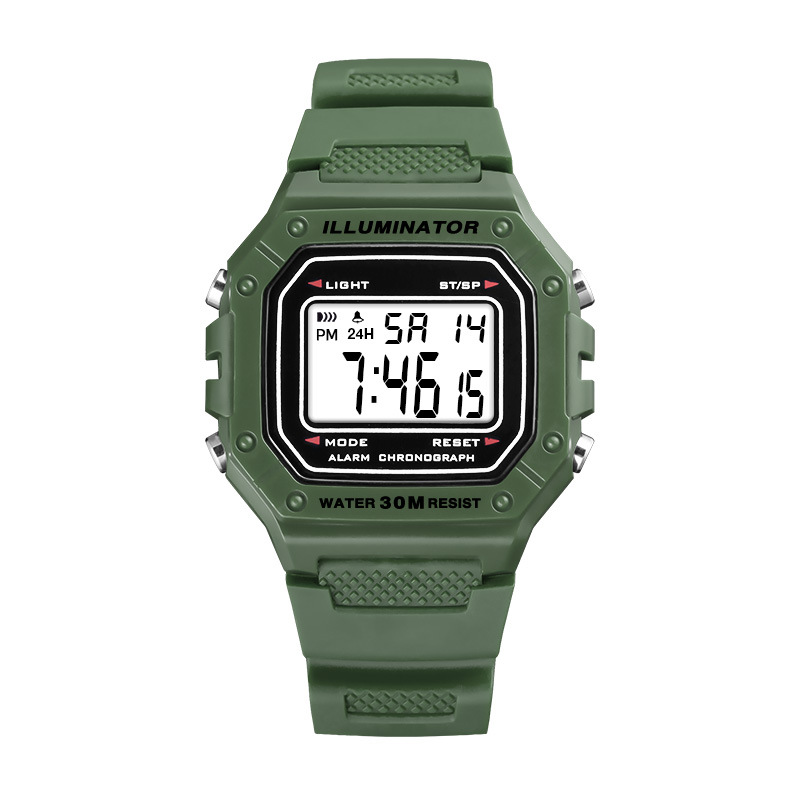 Simple juventud casual estilo deportivo reloj electrónico estudiante tendencia multifunción reloj de alarma al aire libre reloj electrónico luminoso