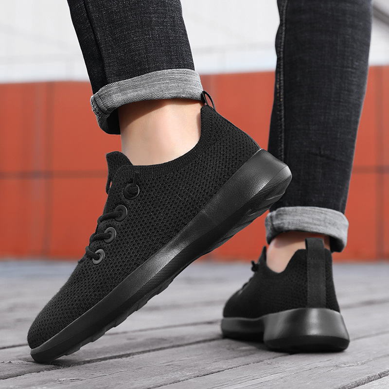 Primavera hombres y mujeres un pie sin lazos zapatos casuales perezosos ligeros suaves amortiguación cómodo zapatos de malla