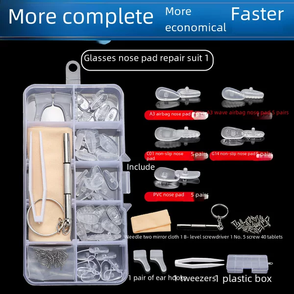 Glasses Accessories Nose Pads Screw-Locking Silicone Nose Pads Anti-Slip Stipules Repair Kit Foreign Trade Glasses Store Kit