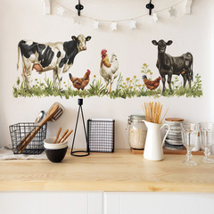 卡通動物春天花草兒童房臥室玄關家居裝飾牆貼貼紙自粘批發跨境