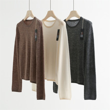 康宝莱桑蚕丝羊绒羊毛花纱秋冬圆领长袖针织衫毛衣打底衫女A5011