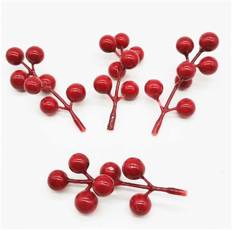 Decoraciones de Navidad de frutas rojas 7 esquejes de bayas de frutas rojas nueva decoración de árboles de Navidad accesorios de fotos al por mayor
