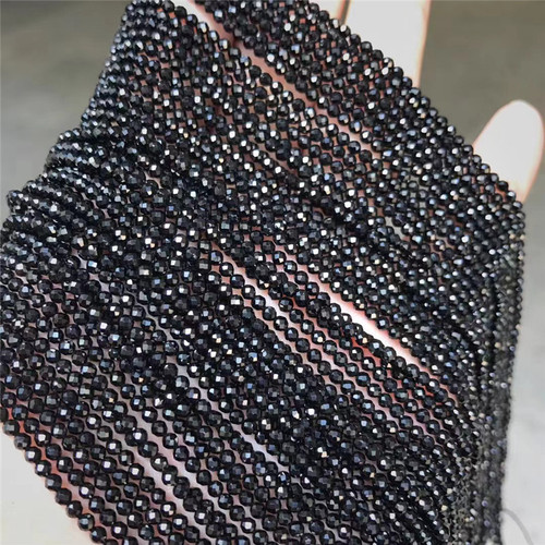 Mingdu Crystal 7a black spinel loose beads spinel faceted semi-finished products wholesale hard polished football surface