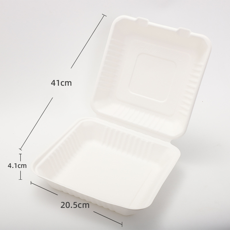 Caja de hamburguesas desechable personalizada Degradable Food Grade Commercial Cupertino caja de frita caja de bloqueo caja de pulpa doméstica