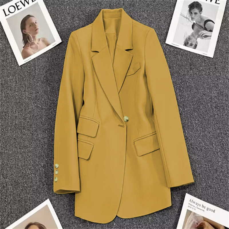 New suit jacket for women 2023 spring and autumn design lemon yellow Korean style elegant casual small suit top