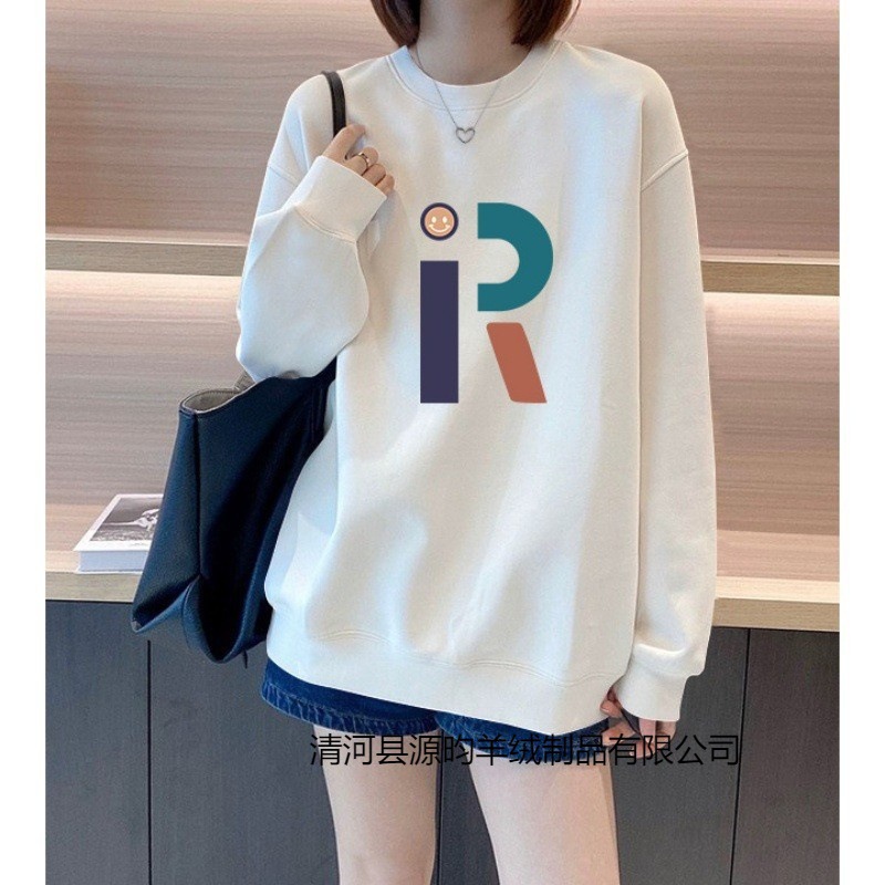 무거운 둥근 목 스웨트 셔츠 여성의 봄과 가을 하이 엔드 플러스 사이즈 느슨한 깡패 풀오버 긴팔 탑 코트 두꺼운 겨울