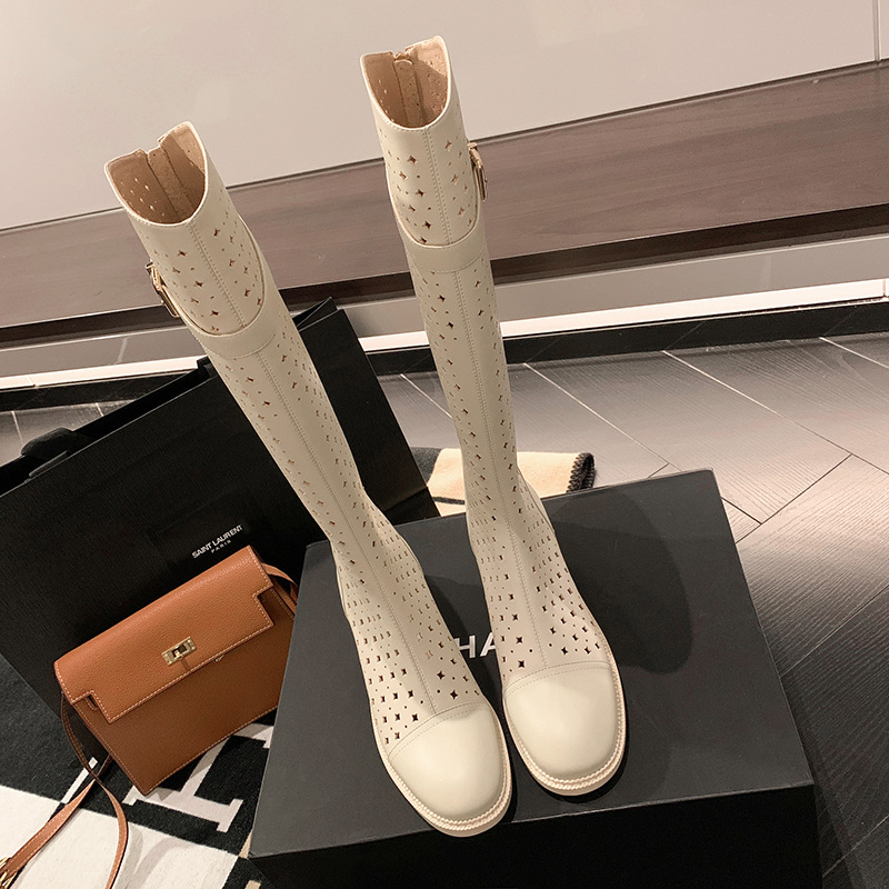 Boot nữ cổ cao rỗng dạng lưới, phong cách hè, ống cao thoáng khí — Màu đen chi tiết 13