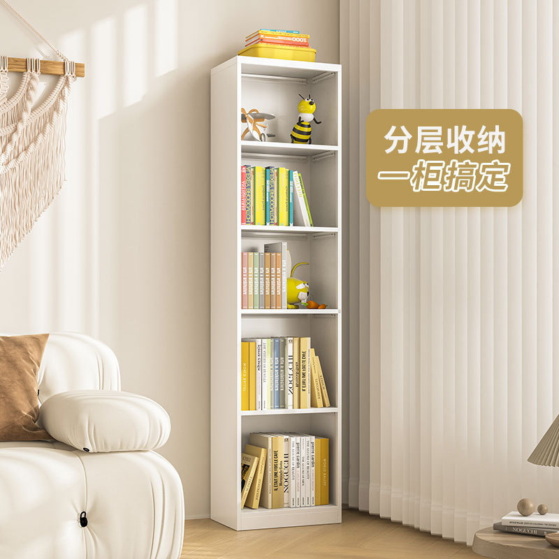 Steel Corner Narrow Bookshelf Simple Floor-Standing Storage Iron Locker Sandwich Small Bookcase Living Room Iron Storage Rack