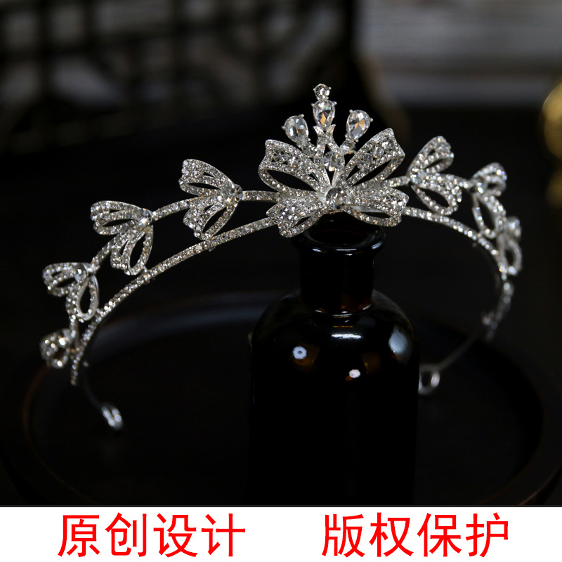 Korean sophisticated small tiara with bow for bride