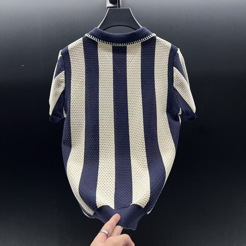 Diancui 衣類夏の新しいヨーロッパのトップ高級ファッションポロシャツメンズ半袖トレンディなデザインハーフジッパー|undefined