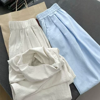 冰丝奶芙山本裤女秋加厚小个子宽松慵懒休闲肌理感运动裤阔腿裤子