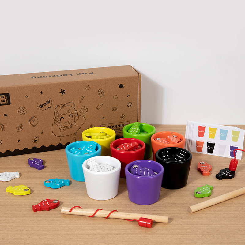 Montessori Kidsren's Magnetic Fishing Set Concentration Training Clip Beads Clip Ball Marble Boys and Girls Early Education Teaching Aids