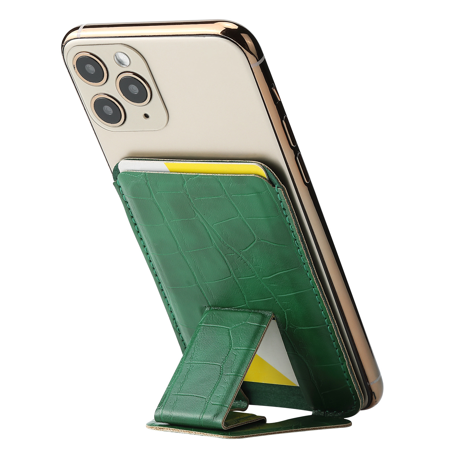 Funda para teléfono con diseño de cocodrilo en stock, con soporte magnético para tarjetas, adhesivo magnético súper fuerte, portátil para escritorio.