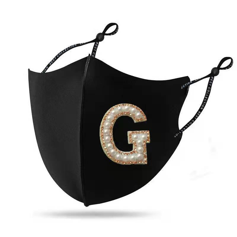 Máscara de diamante perla Otoño e Invierno nueva Máscara cálida personalidad creativa perla rhinestone máscara de tela a prueba de viento
