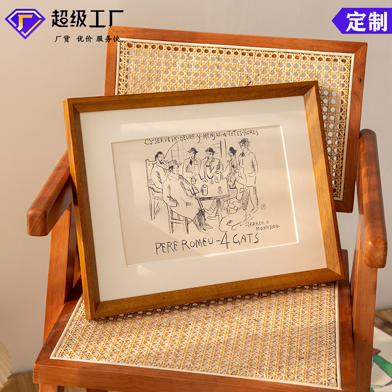 Customized any large size solid wood picture frame framed picture frame wall hanging A3 A4 4K traditional Chinese painting picture frame wholesale Customized any large size solid wood picture frame framed picture frame wall hanging A3 A4 4K traditional Chinese painting picture frame wholesale