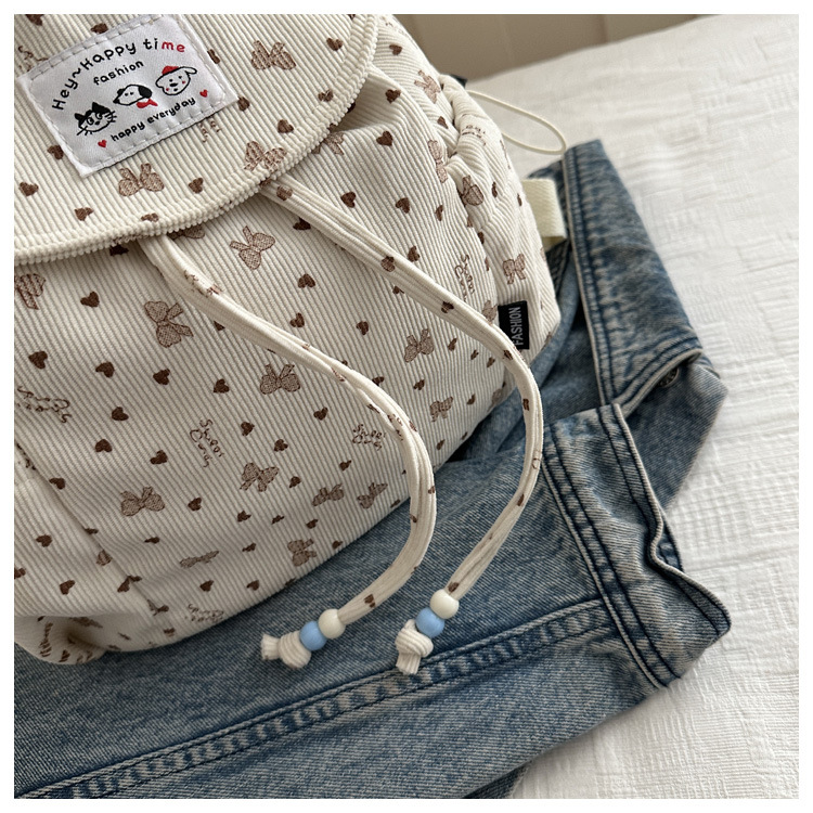 Cross-Border Yeni Model Büyük Kapasiteli Kadife Çift Omuzlu Sırt Çantası Kadın Moda Rahat Çok Amaçlı Kısa Mesafe Seyahat Fiyonklu Çift Omuzlu Sırt Çantası