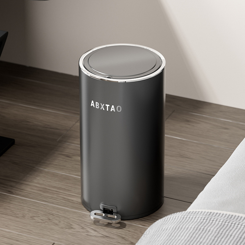 Foot-Operated Trash Can for Home Use, High-End Bathroom Trash Bin, Large Size with Lid, Waterproof Kitchen Trash Can