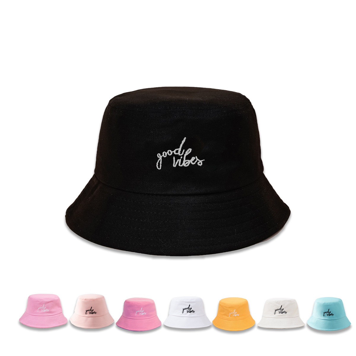 Sombrero De Cubo De Alero Ancho Bordado Con Letras Básicas Unisex display picture 1