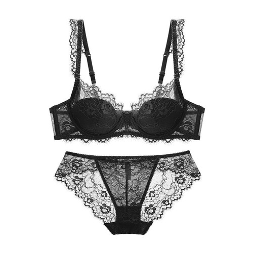 Cross-border sexy lace bra thin push-up red underwear set animal year French pure desire bra panties for women