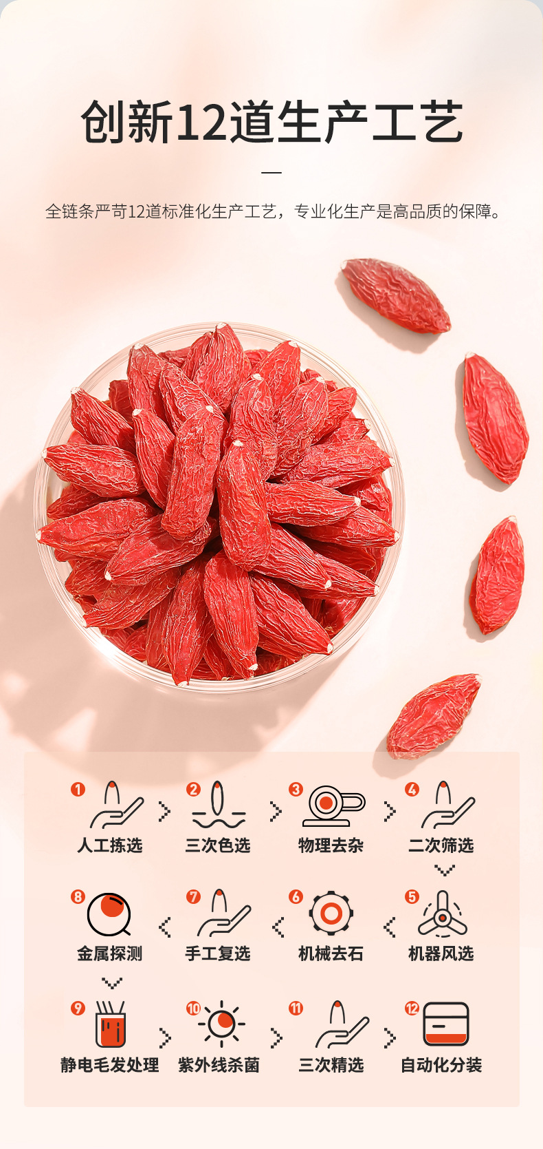 Premium Ningxia Goji Berries 250g Jar Dried Wolfberry Gou Qi Zi for Tea and Soup in use