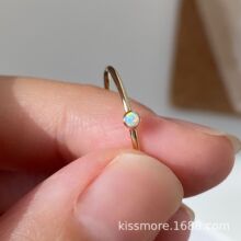 琛墨中古风微镶欧泊金色素圈戒指女士高级感轻奢小众极细指环叠戴