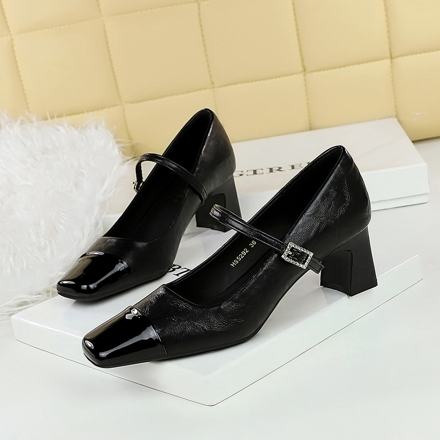 Damen Pumps Mit Blockabsatz Und Strassschnalle Im Retro-stil_voghion.com