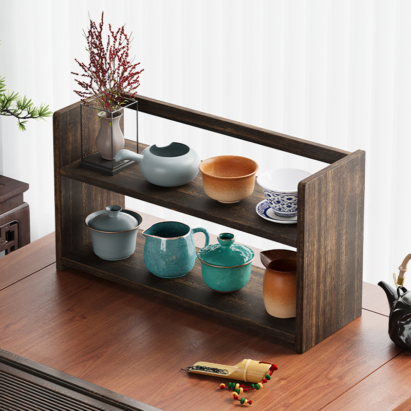 Madera maciza nuevo estilo chino de la taza de almacenamiento en rack de mesa estante organizador de escritorio estante antiguo estante