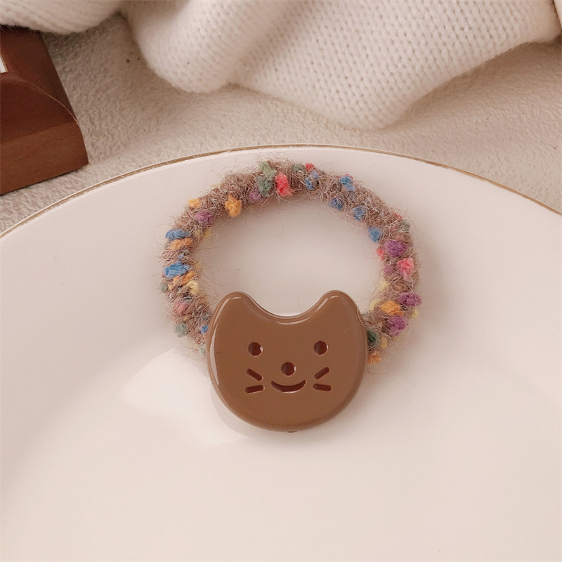 Anillo japonés de cabello de gato y pez curry corazón de niña lindo cabello de cabello de alta elasticidad cabello de cabello de pez pequeño adornamiento