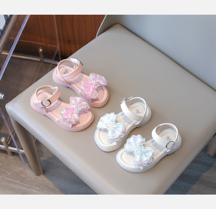 Sandali per ragazze 2024 primavera/estate nuova moda baby water diamond edizione coreana fiocco principessa suola morbida scarpe da ballo_voghion.com