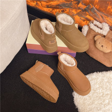 厚底雪地靴女毛皮一体2025新款冬季鞋子加绒加厚防水防滑保暖棉鞋