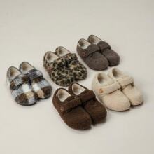 羊毛版~冬季加绒毛毛鞋女款秋冬保暖魔术贴棉鞋羊羔毛包跟勃肯鞋