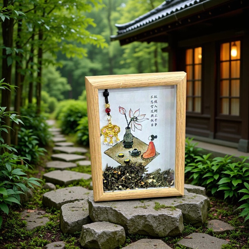 New Chinese-style tea art picture frame decoration, intangible cultural heritage handcrafted collage painting, tea aroma decorative picture frame, home cultural and creative product New Chinese-style tea art picture frame decoration, intangible cultural heritage handcrafted collage painting, tea aroma decorative picture frame, home cultural and creative product