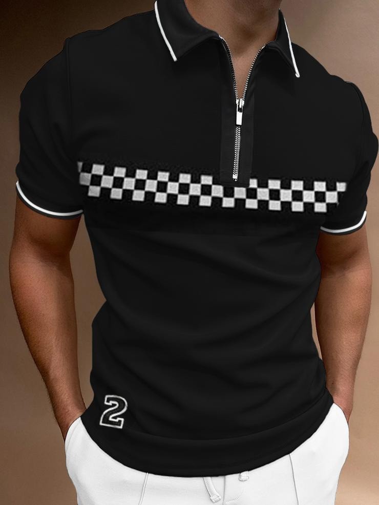Deportes de verano para hombres, solapa suelta transpirable, cremallera de manga corta, chaqueta de polo, camisa POLO de todo fósforo, impresión 3D de moda