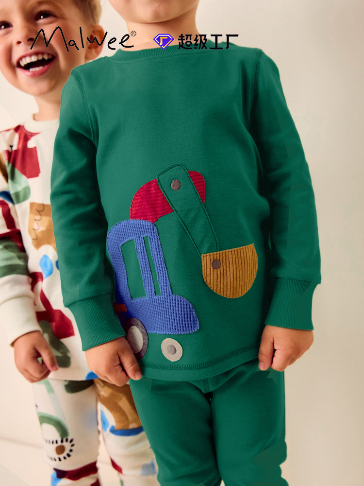 Traje de niño malwee transfronterizo otoño e invierno nuevo estilo europeo y americano niños pequeños y medianos cuello redondo camiseta de manga larga traje de dos piezas servicio a domicilio