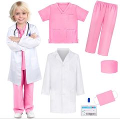 子供の医者の服装の小さい看護師の手術服のスーツの男女の子供の白衣の職業の仕事の服装はすべて演じます。