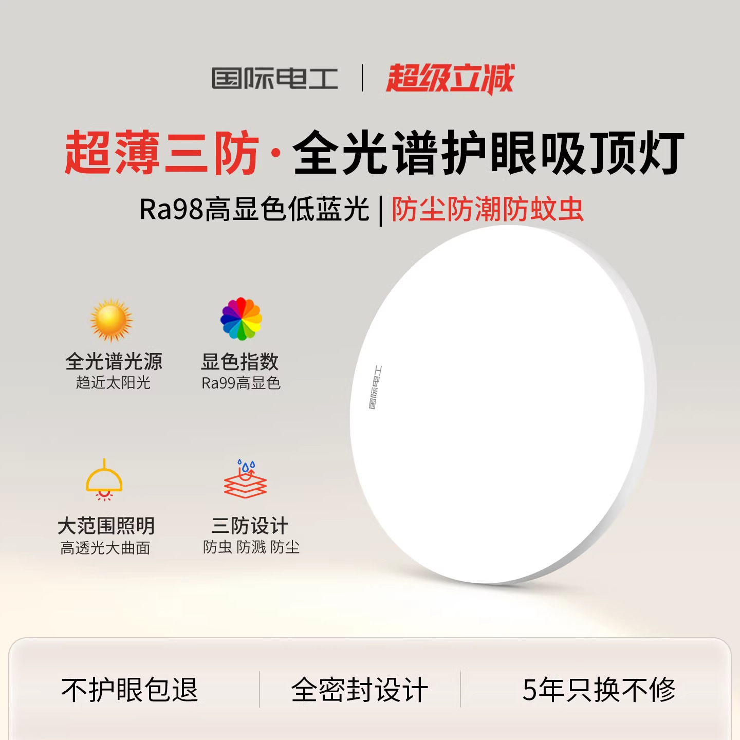 International Electric Ultra-Thin Led Round Waterproof Ceiling Light for Bathroom, Balcony, Bedroom, Corridor, and Hallway