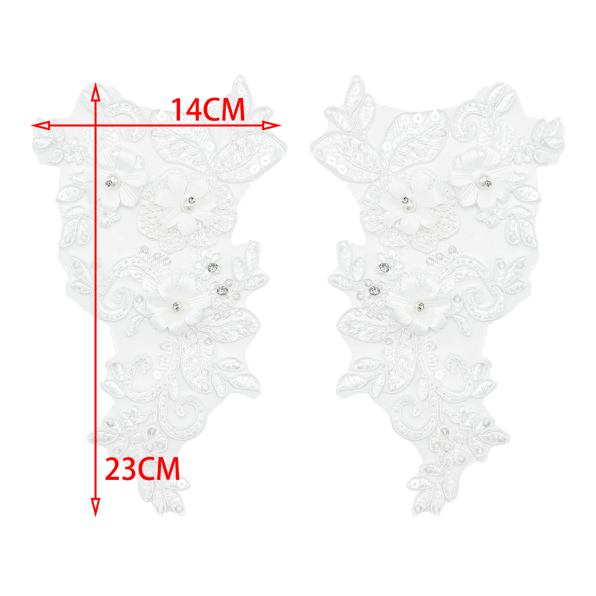 Blanco cuentas de clavos tridimensionales encaje tela bordada calcomanías vestidos de novia vestidos de baile vestidos de baile image 5