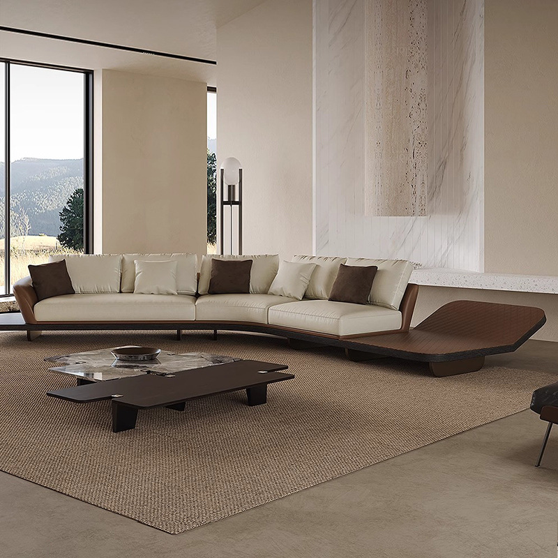 Sofá de cuero Ferrari italiano arco italiano minimalista ligero de lujo gran casa sofá de tela sensación de alto nivel