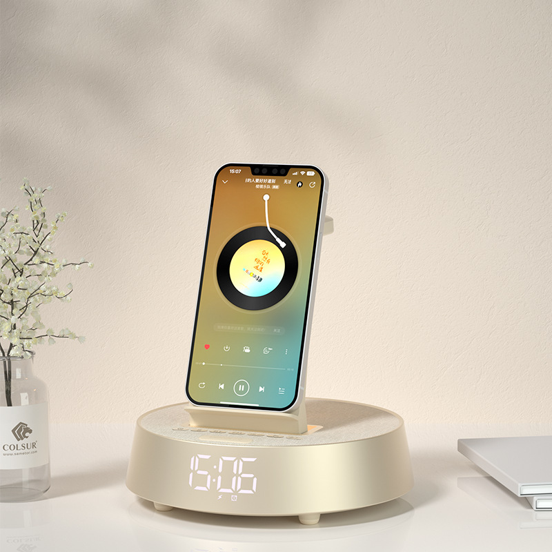 ワイヤレス充電bluetoothスピーカー時計目覚まし時計雰囲気ランプ音楽スタンド多機能スマートオーディオ小夜灯ベッドヘッド|undefined